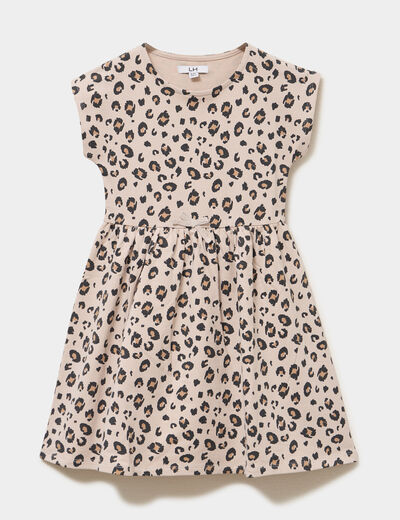 Robe courte droite sans manches cintr&eacute;e sable fille