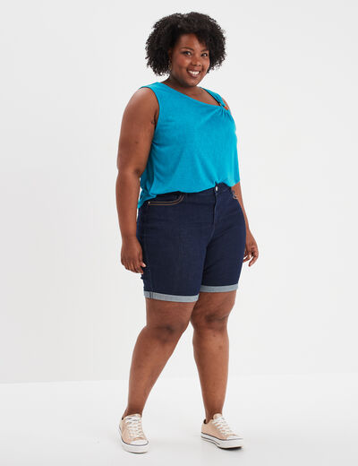 Bermuda taille haute 5 poches denim brut femme grande taille