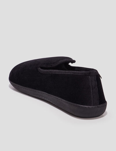 Pantoufles fourr&eacute;es bout rond noir homme