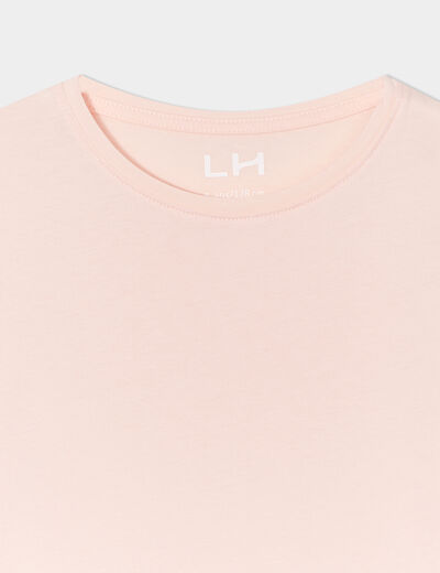 T-shirt manches courtes en coton rose clair fille