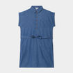Robe chemise en jean courte ceinturée denim double stone femme