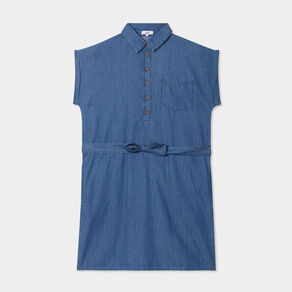 Robe chemise en jean courte ceinturée denim double stone femme