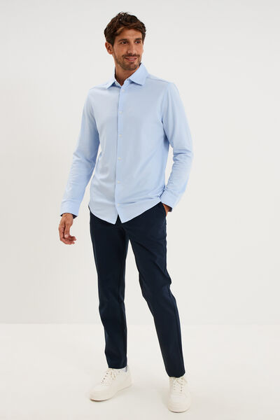 Chemise droite &agrave; manches longues bleu ciel homme