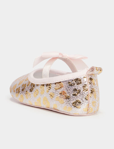 Bottons ballerines avec bride élastiquée jaune or bébé fille