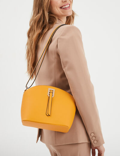 Sac en bandoulière détail boucle jaune moutarde femme