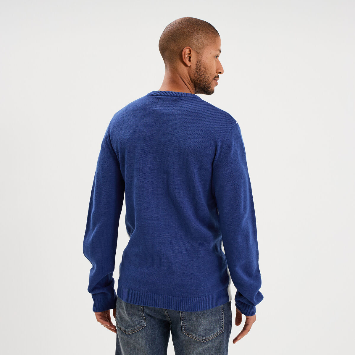 Pull de No&euml;l col rond bleu homme