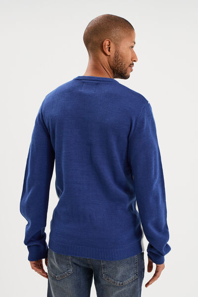 Pull de No&euml;l col rond bleu homme