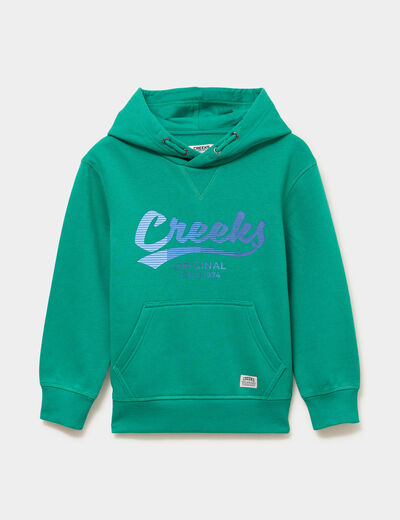 Sweat hoodie 1 poche manches longues vert gar&ccedil;on