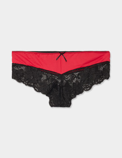 Shorty microfibre avec dentelle rose framboise femme