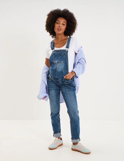Salopette en jean de grossesse denim stone femme maternit&eacute;