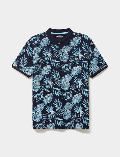 Polo jersey coton manches courtes bleu fonc&eacute; homme