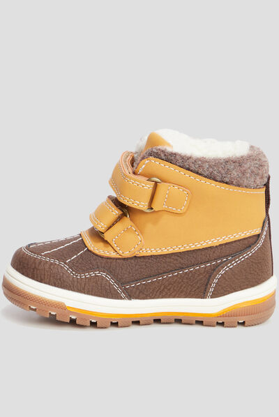 Bottines fourrées à scratchs Trappeur camel bébé garçon
