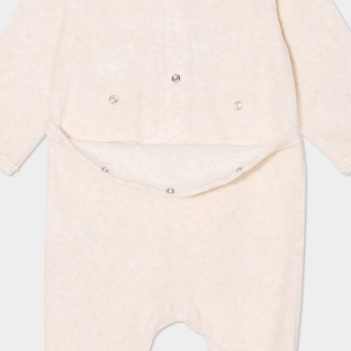 Dors-bien velours manches longues beige b&eacute;b&eacute;