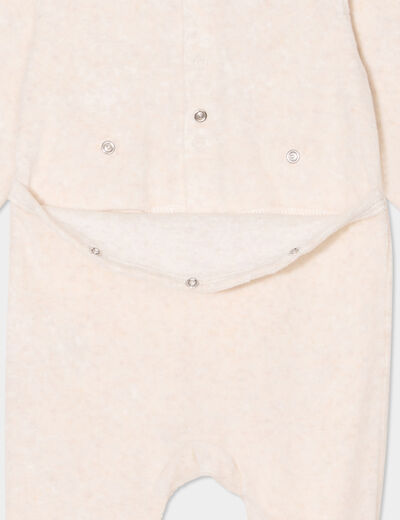 Dors-bien velours manches longues beige b&eacute;b&eacute;