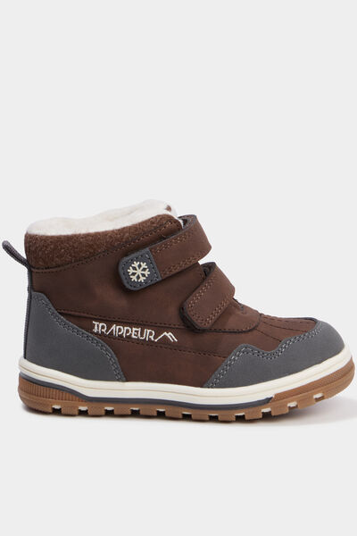 Bottines fourr&eacute;es &agrave; scratchs Trappeur marron gar&ccedil;on