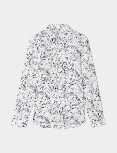 Chemise ajustée col français ecru homme