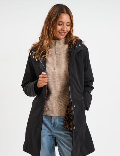 Parka 3-en-1 gilet fourr&eacute; noir femme