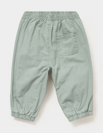 Pantalon doubl&eacute; coton vert pastel b&eacute;b&eacute; fille