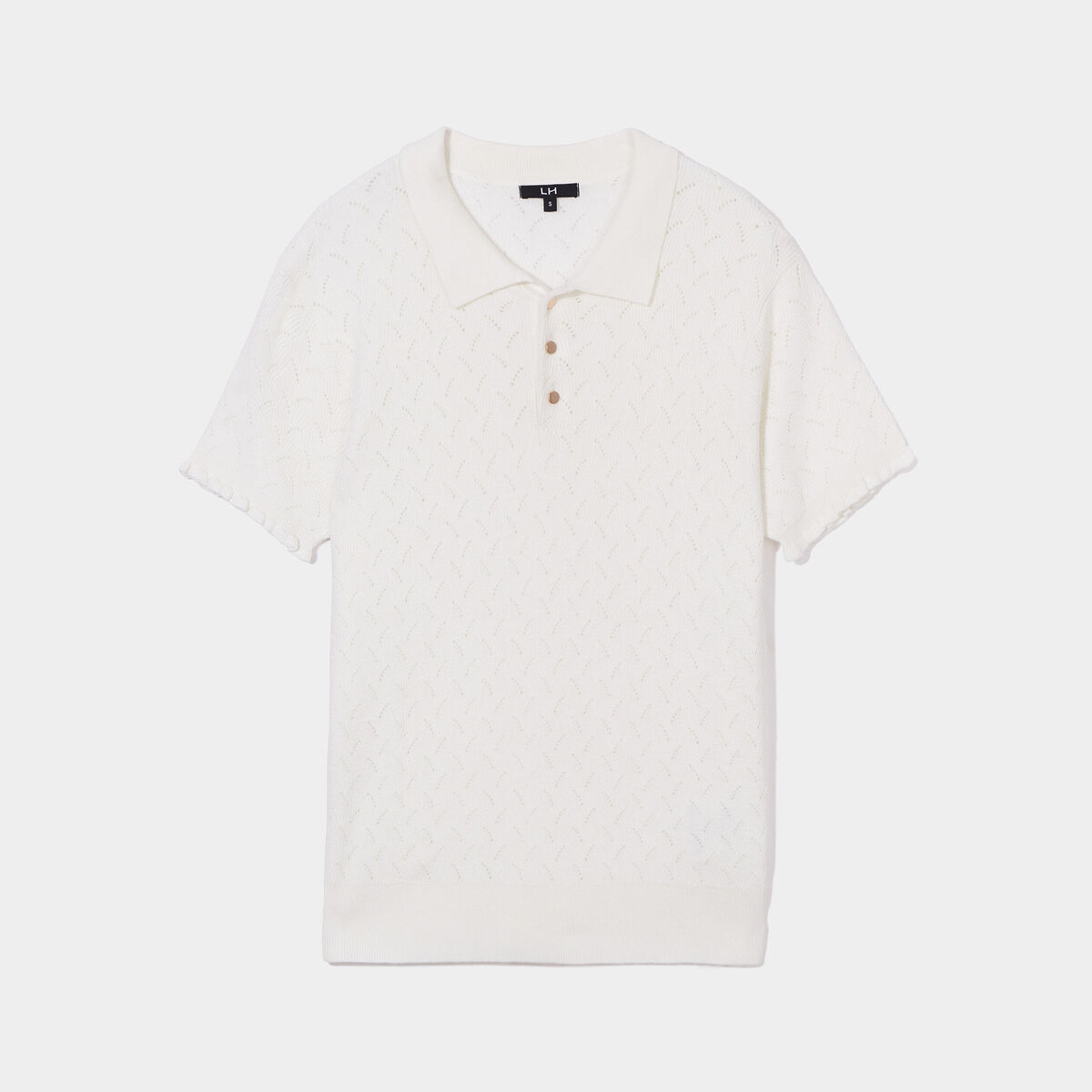 Pull col polo manches courtes blanc femme