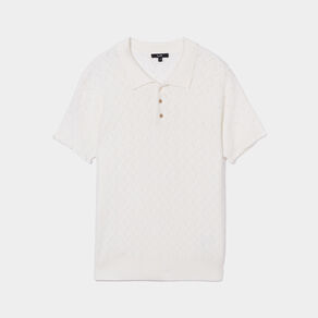 Pull col polo manches courtes blanc femme