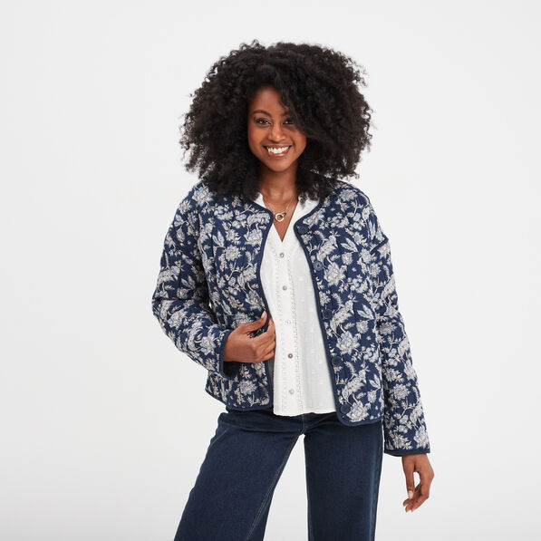 veste matelassee col rond coton creeks bleu marine femme Veste matelassée col rond coton Creeks bleu marine femme
