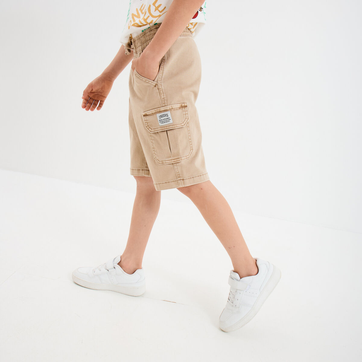 Bermuda cargo coton beige garçon