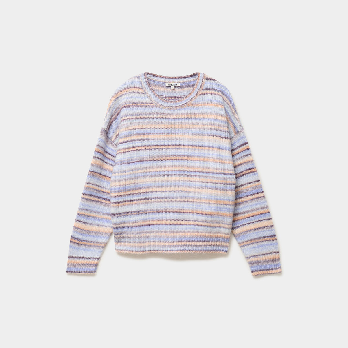 Pull col rond manches longues bleu ciel femme