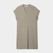 Robe manches courtes lin mélangé vert kaki femme