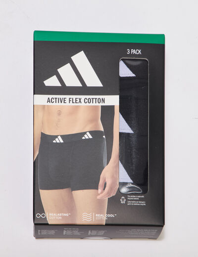 Lot 3 boxers coton Active Flex Adidas noir homme