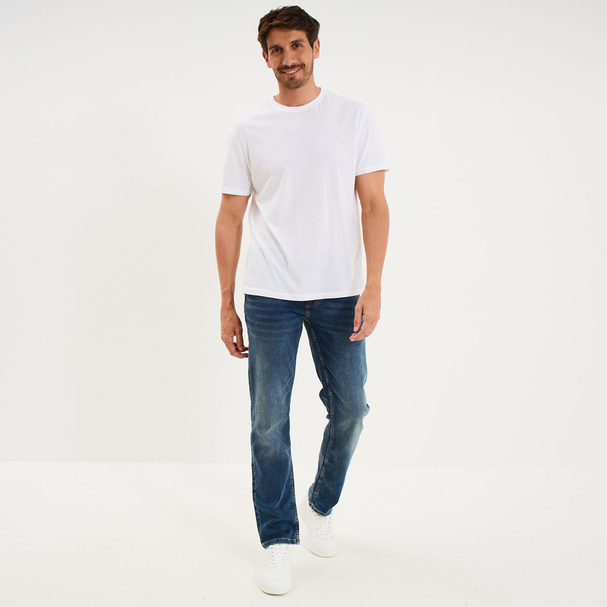 Jean stretch coupe regular denim dirty homme