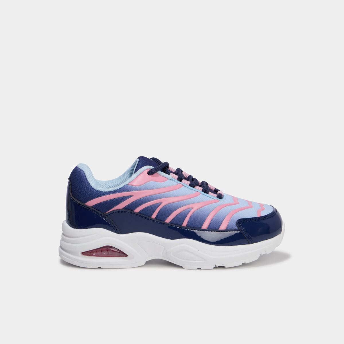 Baskets running &agrave; lacets bleu marine fille