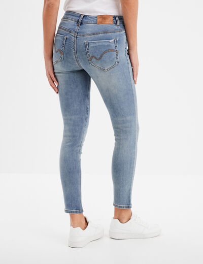 Jean stretch slim 7/8 ème denim double stone femme