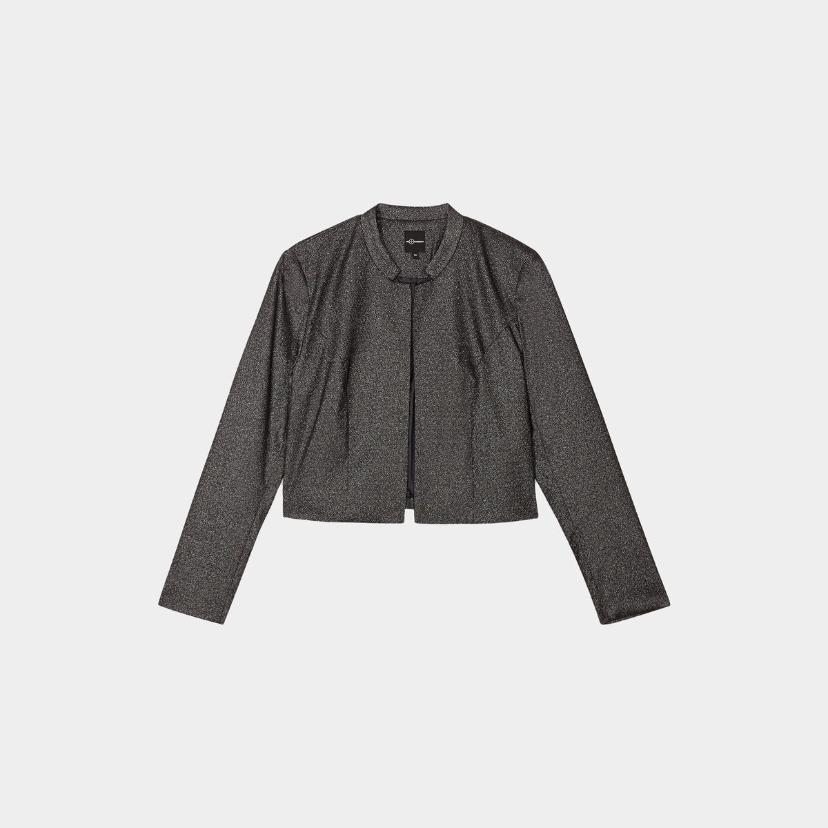 Veste courte &agrave; paillettes Mosquitos gris argent femme