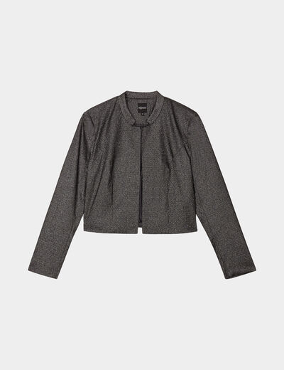Veste courte à paillettes Mosquitos gris argent femme