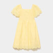 Robe c&eacute;r&eacute;monie broderie anglaise smock&eacute; jaune clair fille