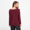Pull ajusté avec col en V bordeaux femme