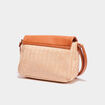 Sac paille tressée à rabat marron cognac femme