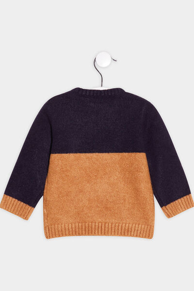 Pull manches longues bleu marine bébé garçon