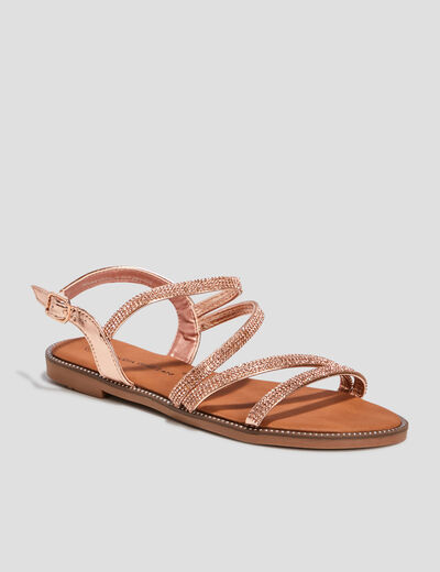 Sandales à strass rose champagne femme