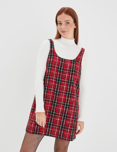 Robe chasuble courte droite rouge femme