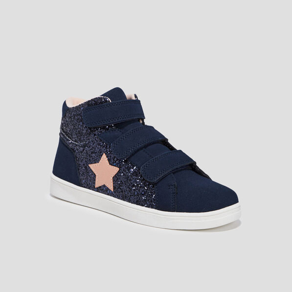 baskets montantes a scratchs bleu marine fille Baskets montantes à scratchs bleu marine fille