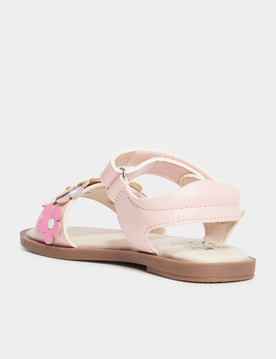Sandales plates avec fleurs rose fille