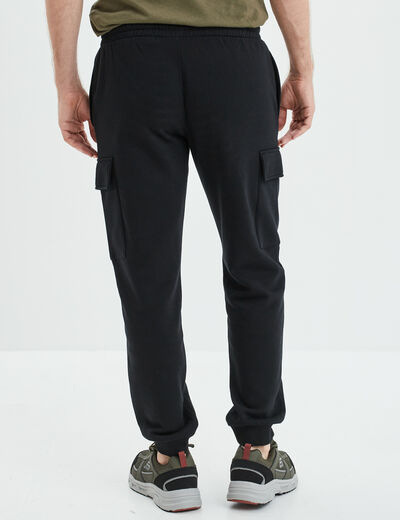 Pantalon jogging cargo molleton noir homme