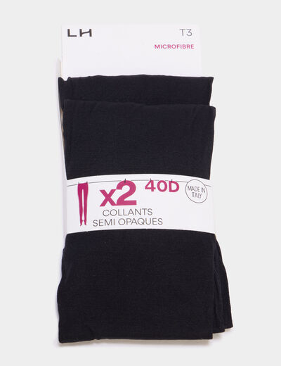 Lot 2 collants 40 deniers noir femme