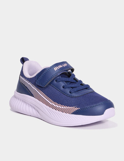 Baskets running &agrave; scratchs bleu marine fille
