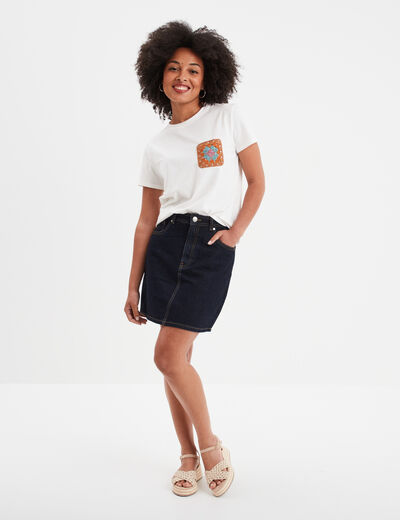 T-shirt col rond détail crochet Creeks blanc femme