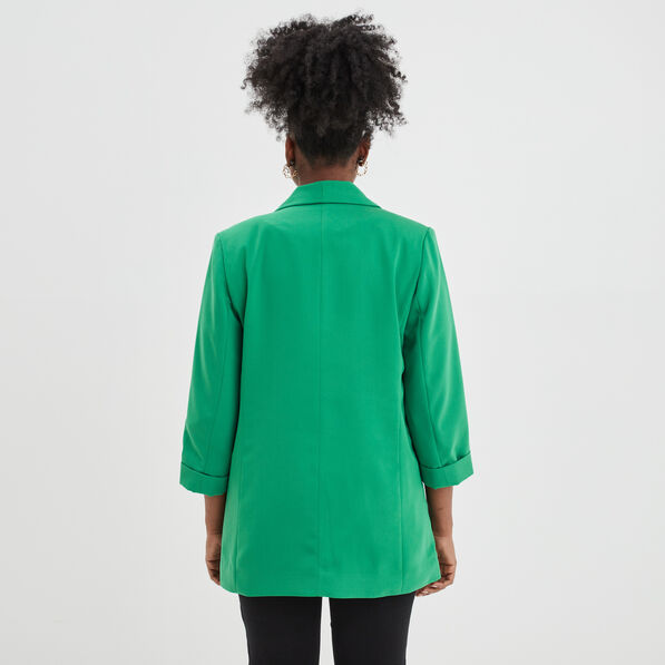 veste blazer manches 34 droite vert emeraude femme Veste blazer manches 3/4 droite vert émeraude femme