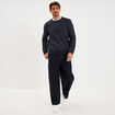 Pull col rond &agrave; manches longues bleu fonc&eacute; homme