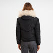Doudoune doubl&eacute;e capuche fausse fourrure noir femme