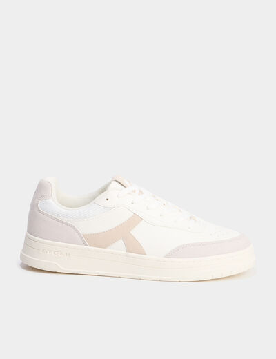 Baskets &agrave; lacets semelle plate sable homme